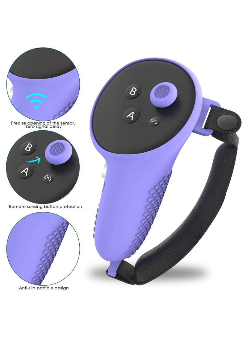 Zikra 3D Silicone Cover for Meta Quest 3, Protective VR Cover Accessories for Oculus Quest 3, Soft Shell Skin, Face & Lens Cover, Controller Grips Set - Purple - Image 2