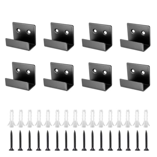 LuoQiuFa 8 Pcs Tile Display Wall Hanger, Stainless Steel Wall Mount Brackets Hook, Heavy Duty Tile Hanger for Mirrors, Picture Frame Ceramic Wall Display (Black Inner Width 20mm/0.79") - Image 1