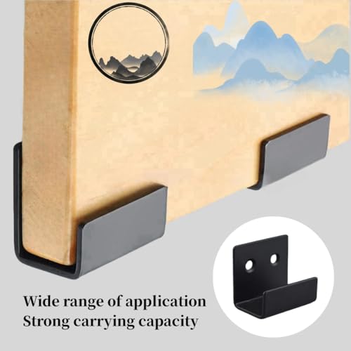 LuoQiuFa 8 Pcs Tile Display Wall Hanger, Stainless Steel Wall Mount Brackets Hook, Heavy Duty Tile Hanger for Mirrors, Picture Frame Ceramic Wall Display (Black Inner Width 20mm/0.79") - Image 3