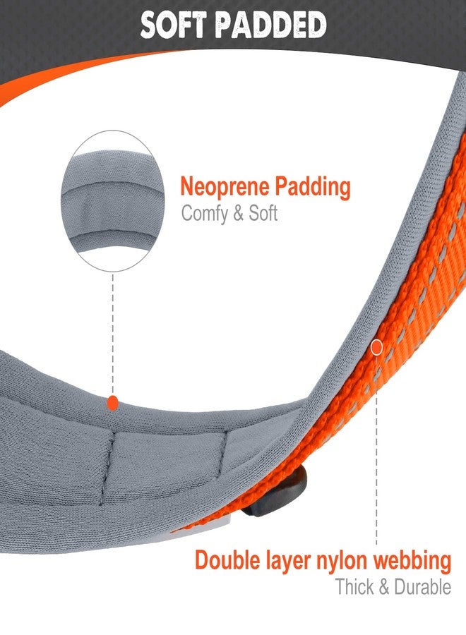 Joytale Dog Collar for Medium Dogs, Neoprene Padded and Adjustable, Reflective Wide Heavy Duty Pet Collars with Durable Metal Belt Buckle for Walking, Orange, M - Image 2