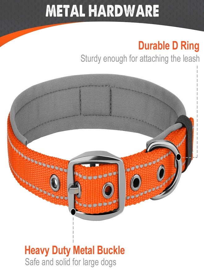 Joytale Dog Collar for Medium Dogs, Neoprene Padded and Adjustable, Reflective Wide Heavy Duty Pet Collars with Durable Metal Belt Buckle for Walking, Orange, M - Image 5