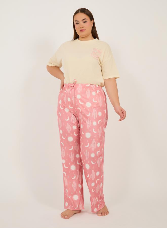 Styli Plus Size Graphic Print T-Shirt and Pyjama Set - Image 4