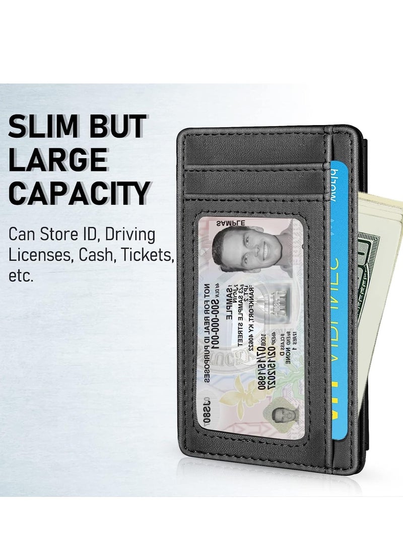 Card Holder Wallet Minimalist Slim Pop Up Front Pocket Small RFID Blocking Leather For Men or Women Credit Cards - Image 2