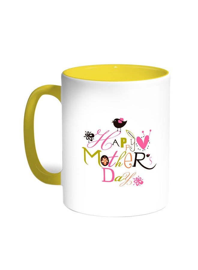 RKN Happy Mother's Day Printed Coffee Mug Yellow/White 11ounce - Image 1