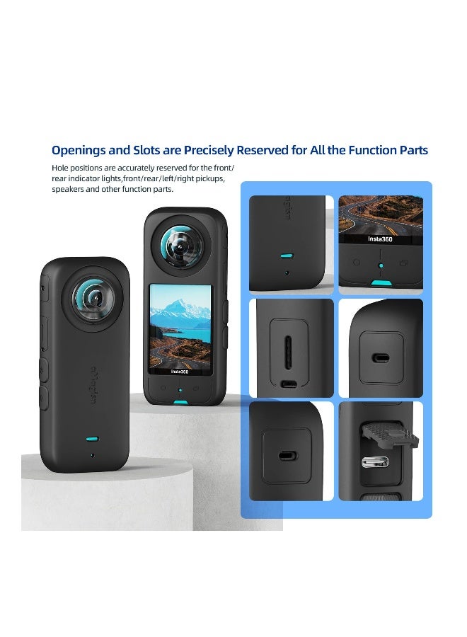 Silicone Protective Case and Lens Guards for Insta360 X3 - Anti-Scratch Body Cover and Waterproof Lens Protector for Enhanced Durability and Safety. - Image 5