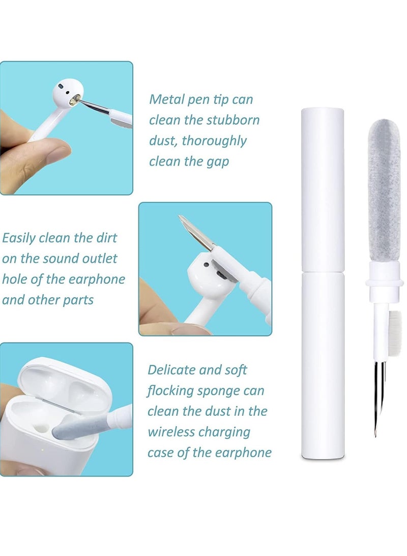 Cleaning Soft Brush Keyboard Cleaner 5 in 1 Multi Function Computer Cleaning Tools Kit Corner Gap Duster Keycap Puller Removal Multi Brush for PC Laptop Airpods Pro Camera Lens White