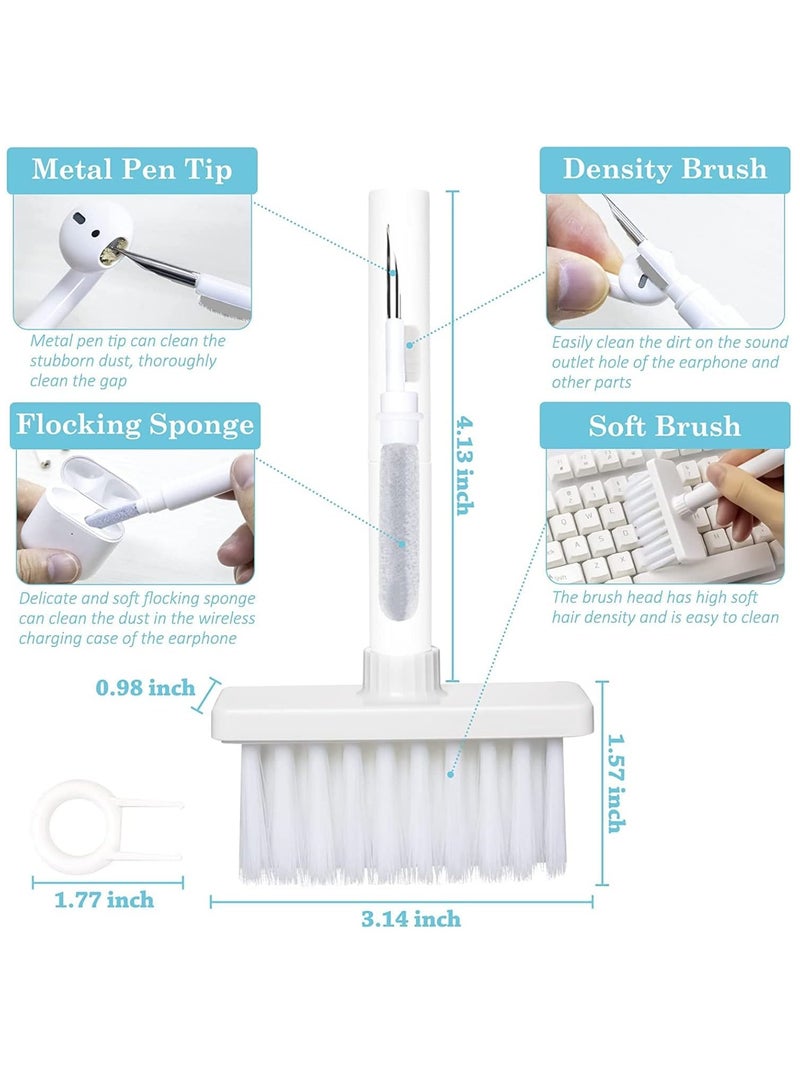 Cleaning Soft Brush Keyboard Cleaner 5 in 1 Multi Function Computer Cleaning Tools Kit Corner Gap Duster Keycap Puller Removal Multi Brush for PC Laptop Airpods Pro Camera Lens White