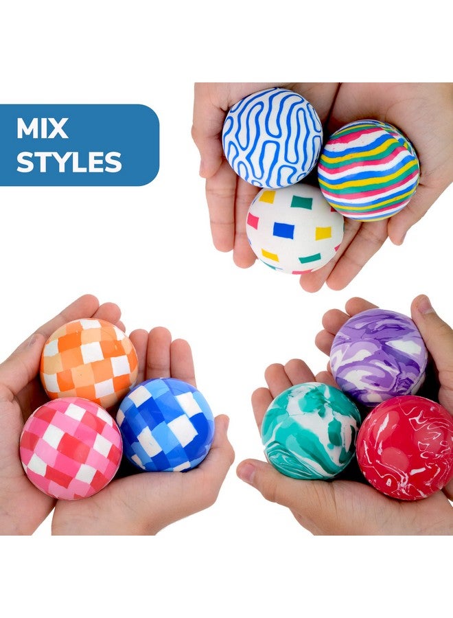 Entervending Assorted Colorful Bouncy Balls 2.4 Inch (60 mm) 25 Pcs - Rubber Balls for Toddlers Mixed Pattern Style for Kids Large for Babies - Party Favors Gifts Toys & Games - Image 5