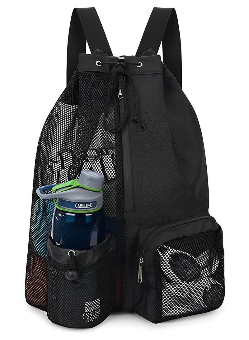 Generic Swim Bag Mesh Drawstring Backpack With Wet Pocket Beach Backpack For Swimming, Gym, And Workout Gear - Image 1