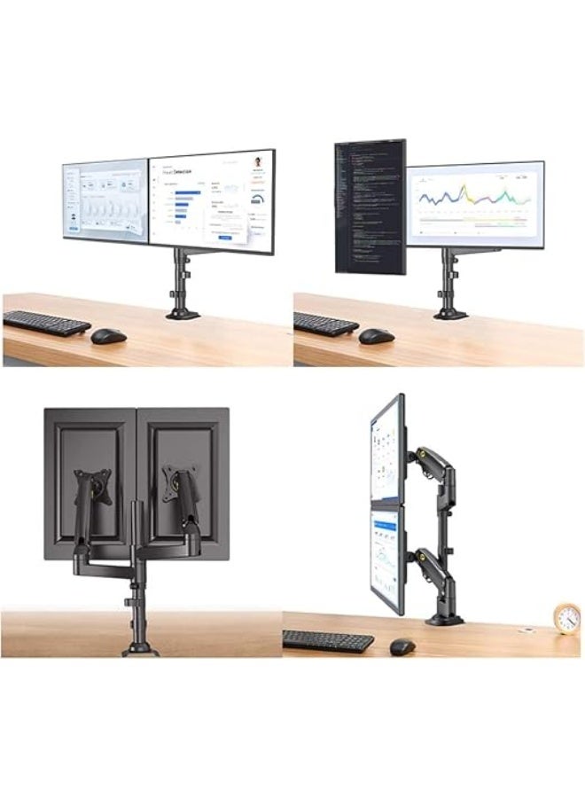 Dual-arm adjustable monitor stand – suitable for 17-27 inch monitors with shock-absorbing support and lifting mechanism - Image 3