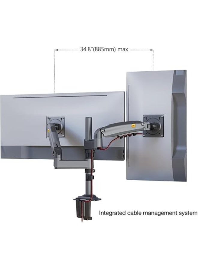 Dual-arm adjustable monitor stand – suitable for 17-27 inch monitors with shock-absorbing support and lifting mechanism - Image 2