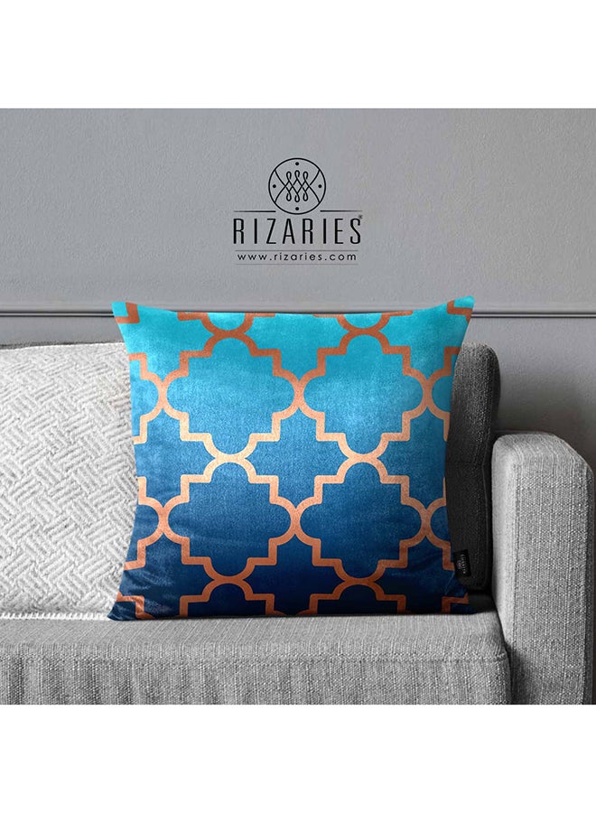 RIZARIES Super Soft Teal Quatrefoil Throw Cushion - Image 1
