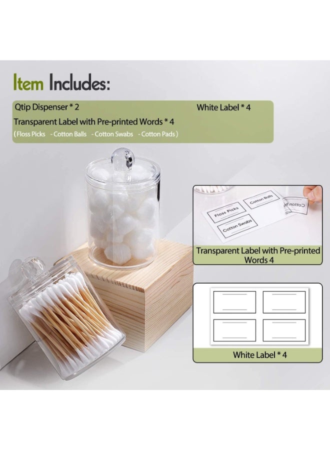 LIMOS 2 Pack Clear Acrylic Qtip Holder and Cotton Ball Dispenser – 10 oz Bathroom Canister Storage Jars with Lids for Cotton Swabs, Cotton Pads, Floss, Vanity & Makeup Organizer - Image 4