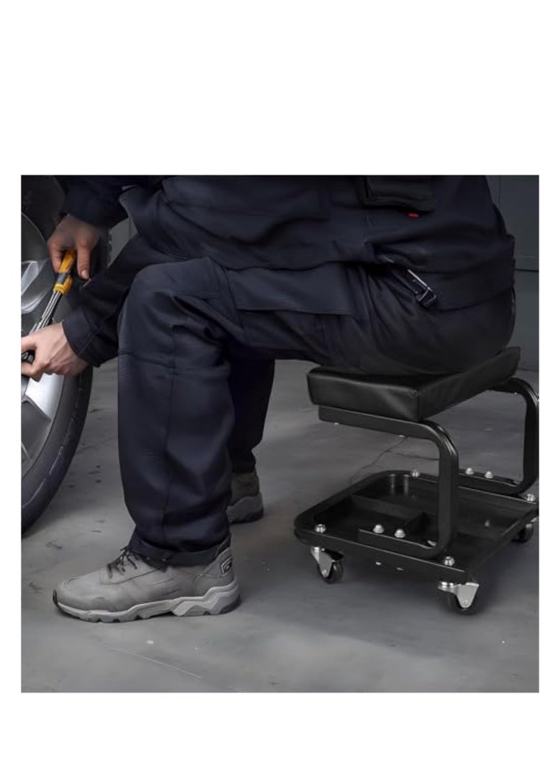 Arabest Roller Seats, Rolling Creeper, Padded Rolling Workshop Stool with Tool Tray Storage, Mechanic Stool,Auto Repair Bench, Suitable for Garage, Shop  - Image 2