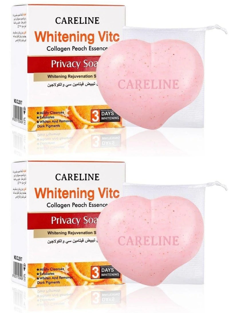 Careline Two Pieces of Whitening Vitc Soap Privacy Soap with Vitamin C and Collagen 80 g - Image 1