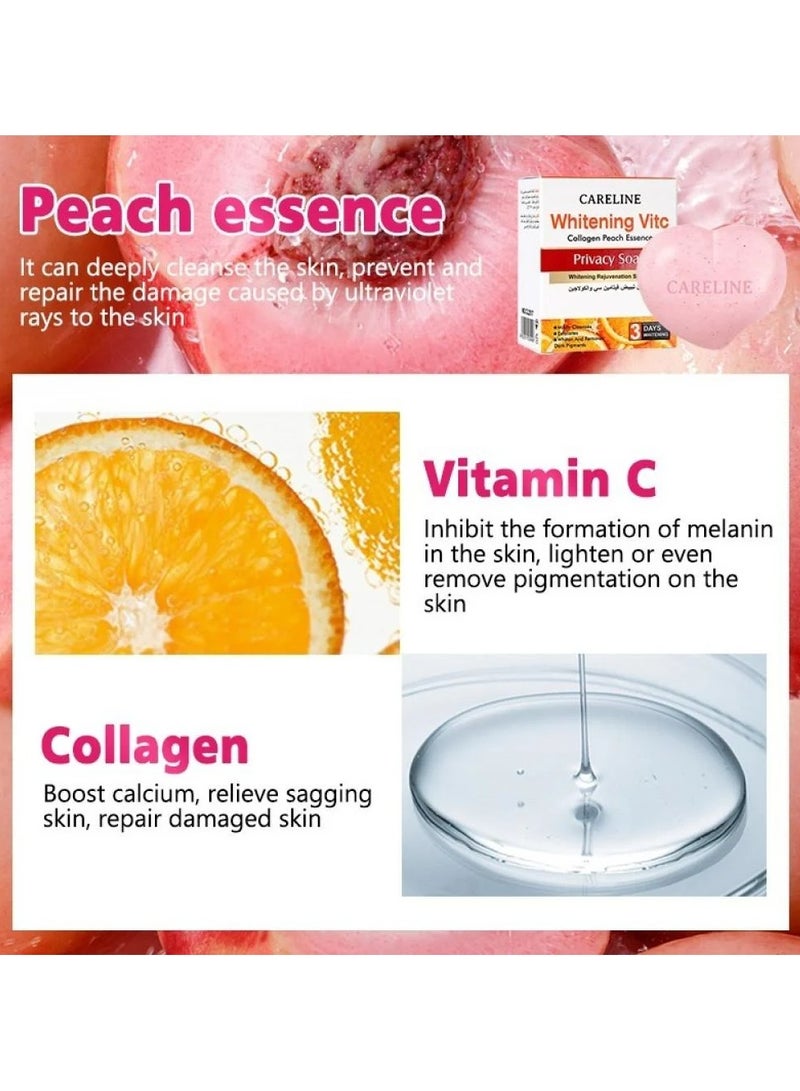 Careline Two Pieces of Whitening Vitc Soap Privacy Soap with Vitamin C and Collagen 80 g - Image 2