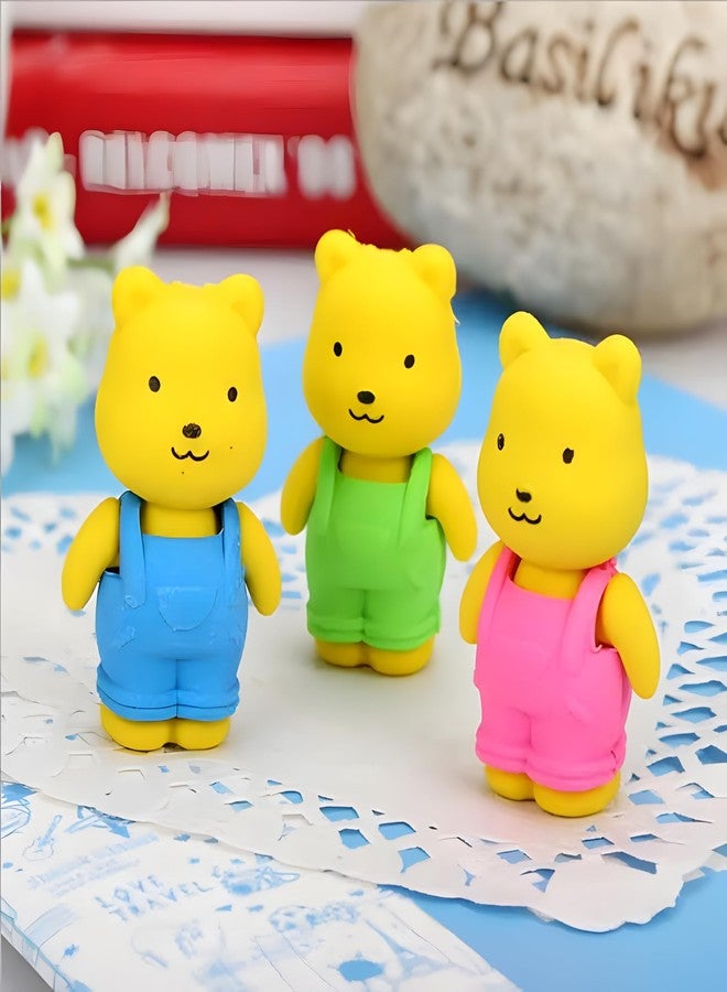 Juzfun Kids Eraser Fancy | Pencil Eraser Bear Shape (Pack of 12) Non-Toxic Dust Free School Stationary for Birthday Return Gift - Image 5