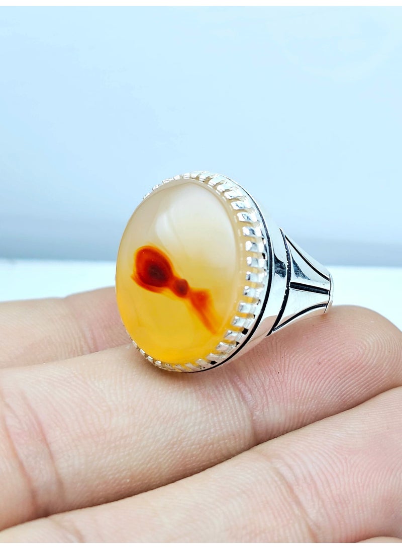 Men's silver ring, original natural Yemeni agate, 925 carat, royal gemstone, new Yemeni-made rings, gift, sterling silver, suitable for men, luxurious packaging, luxury men's gifts  - Image 2