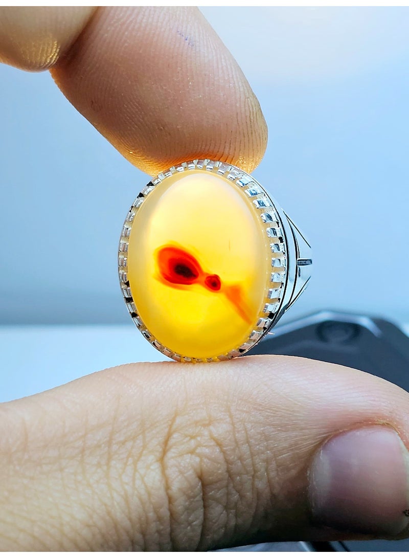 Men's silver ring, original natural Yemeni agate, 925 carat, royal gemstone, new Yemeni-made rings, gift, sterling silver, suitable for men, luxurious packaging, luxury men's gifts  - Image 3