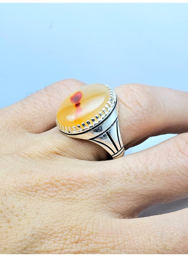 Men's silver ring, original natural Yemeni agate, 925 carat, royal gemstone, new Yemeni-made rings, gift, sterling silver, suitable for men, luxurious packaging, luxury men's gifts  - Image 4