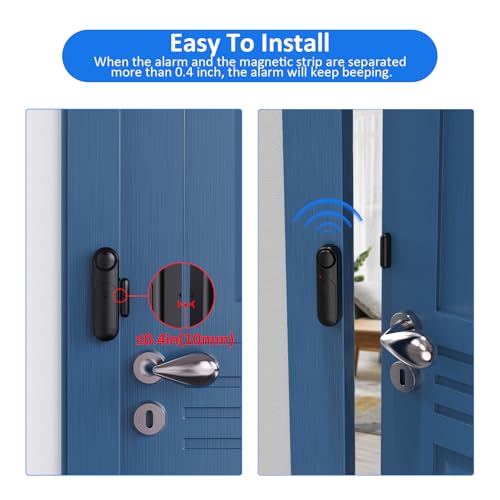 METAK Window and Door Alarm When Opened (5 Pack) for Kids Safety/Home Security, Sliding Glass Front Door Opening Sensor Alarms for Dementia, 120dB Burglar Alert, Ideal for Business, Garage, Apartment, Black - Image 3