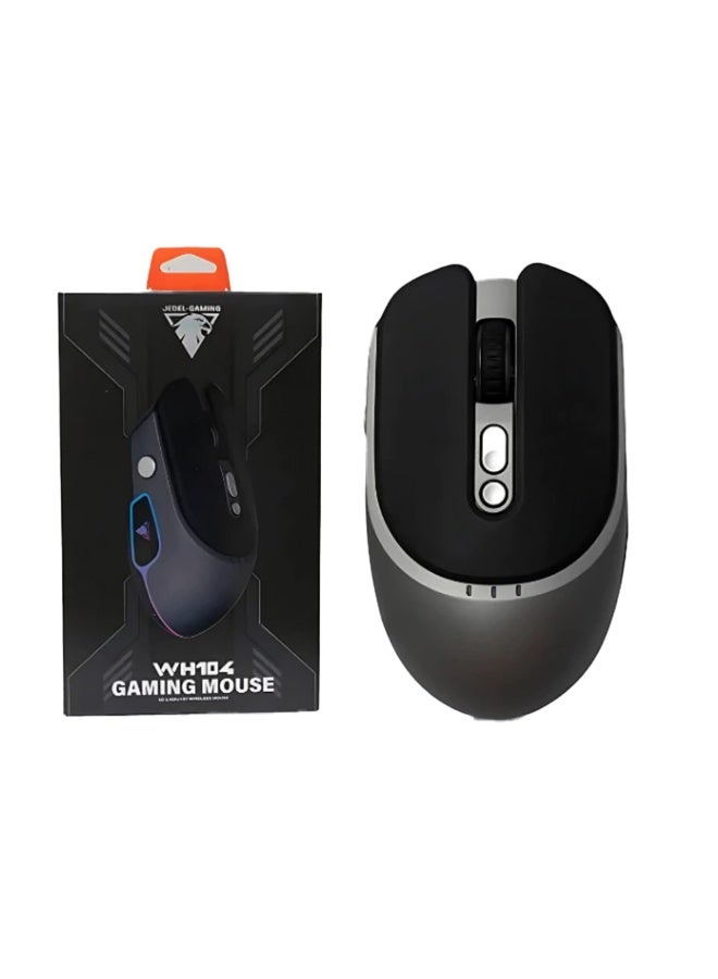 JeDEL WH104 Wireless Mouse – Rechargeable Dual Mode (2.4G + Bluetooth 5.1), Adjustable DPI up to 3200, Ergonomic Design with RGB Lighting – Black - Image 3