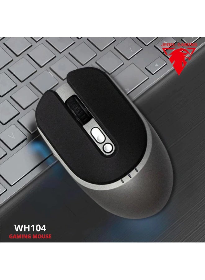 JeDEL WH104 Wireless Mouse – Rechargeable Dual Mode (2.4G + Bluetooth 5.1), Adjustable DPI up to 3200, Ergonomic Design with RGB Lighting – Black - Image 5