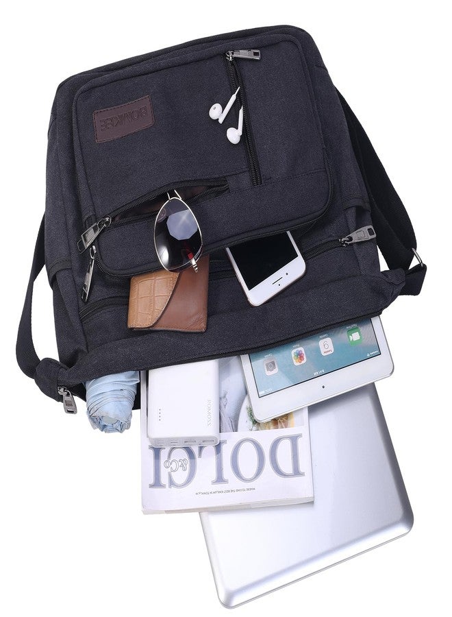 BOMKEE Canvas Messenger Bag, Satchel Bag Vintage Canvas Shoulder Bags Crossbody Laptop Side Bag for Work and Travel - Image 2