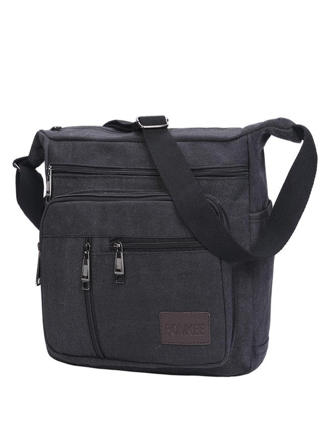 BOMKEE Canvas Messenger Bag, Satchel Bag Vintage Canvas Shoulder Bags Crossbody Laptop Side Bag for Work and Travel - Image 1