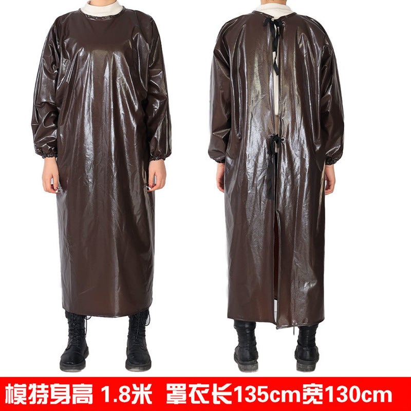 Long-sleeved apron waterproof and oil-proof men's and women's work labor protection work wear-resistant food aquatic stone overalls - Image 1
