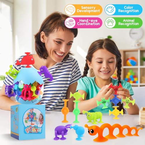 Auvitaya 30 PCS Suction Cup Toys Baby Bath Tub Toy with Eggshell Silicone Shower Toys for Age 48 Suction Cup for 3 4 5 6 7 Year Old Kids Toddlers Boys Girls Gifts Christmas Stuffers - Image 5
