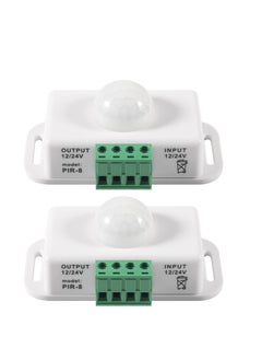 Excefore DC 12V 24V PIR Sensor LED Motion Sensor Switch, 2 Pcs Body Infrared Sensing Detector, for Timer Function Automatic Sign Control PIR Controller LED Light Strips (White)  - Image 1