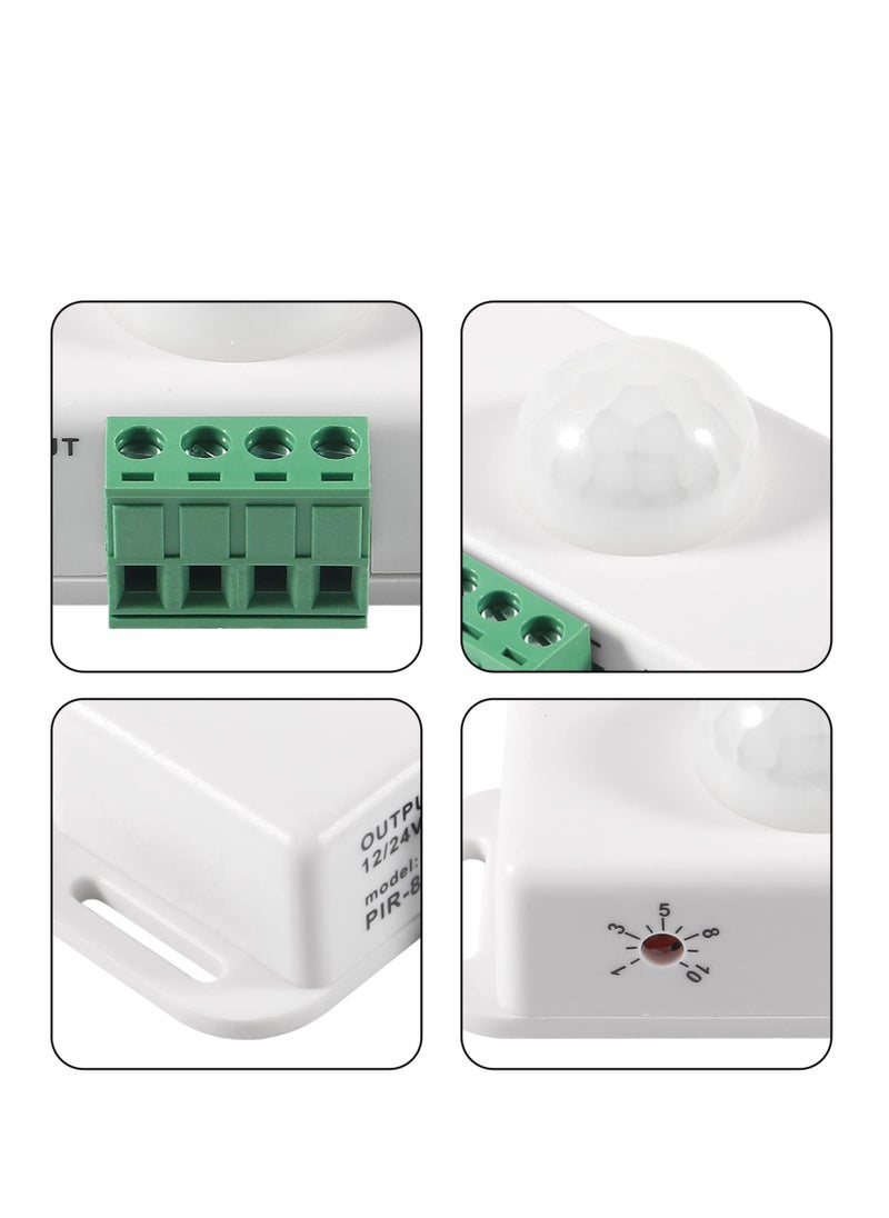 Excefore - DC 12V 24V PIR Sensor LED Motion Sensor Switch, 2 Pcs Body Infrared Sensing Detector, for Timer Function Automatic Sign Control PIR Controller LED Light Strips (White) - Image 1
