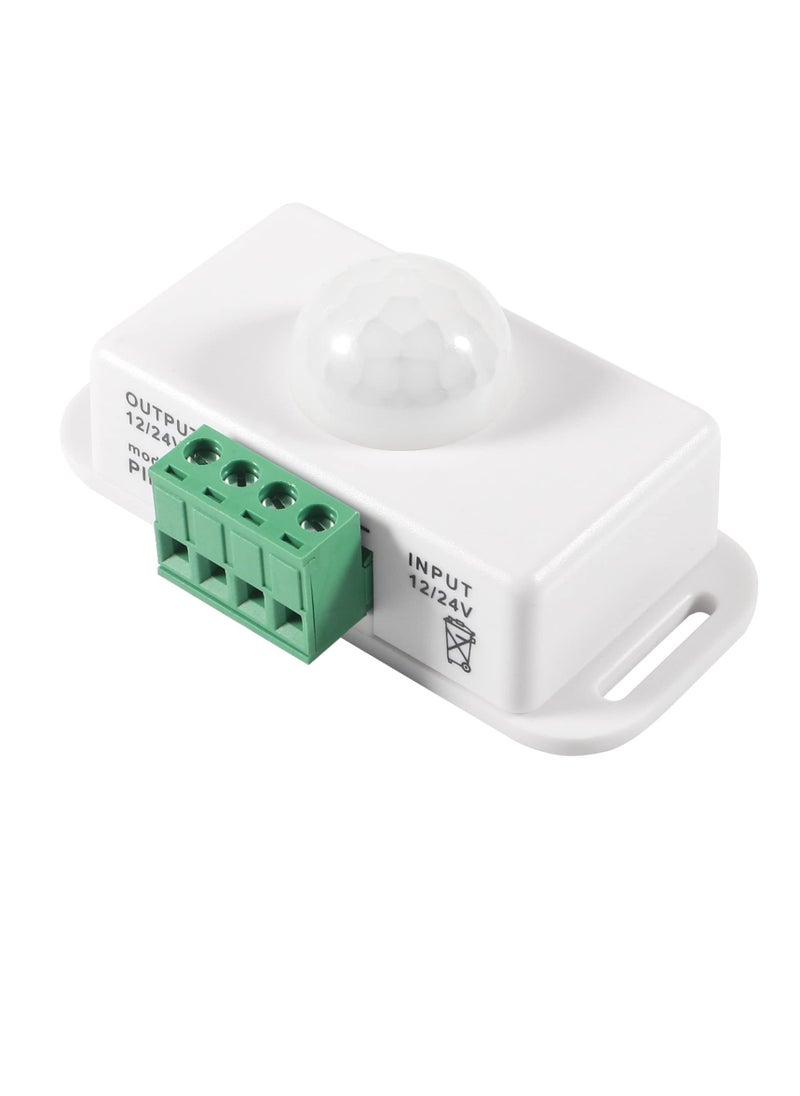 Excefore - DC 12V 24V PIR Sensor LED Motion Sensor Switch, 2 Pcs Body Infrared Sensing Detector, for Timer Function Automatic Sign Control PIR Controller LED Light Strips (White) - Image 1