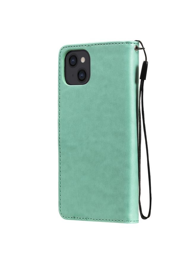 زبون جراب لهاتف iPhone 13 من الجلد المقاوم للصدمات بتصميم نحلة قطة مع حامل وفتحات للبطاقات ومحفظة - Image 3