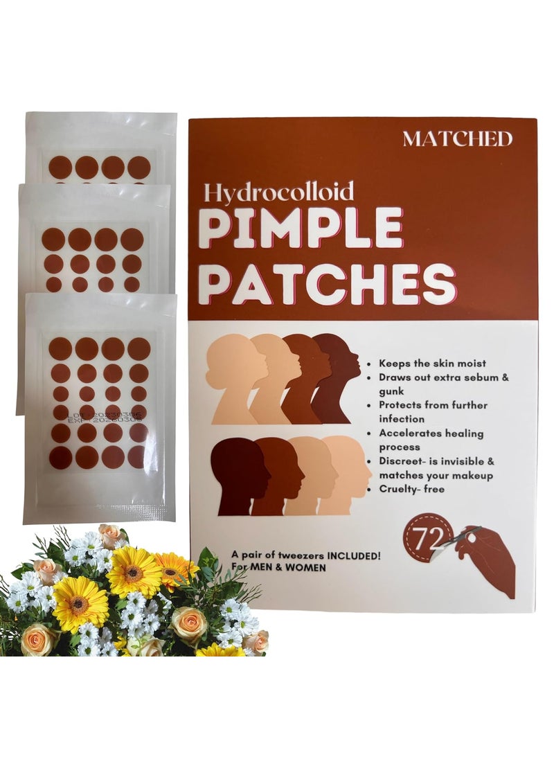 Generic - MATCHED Hydrocolloid Pimple PatchesInvisible Acne Patches for Face 3 Sizes 72Count 1 Pack Zit Patches that match Skin tone for Daytime Use Hydrocolloid patch for proactive acne treatment MTG - Image 1