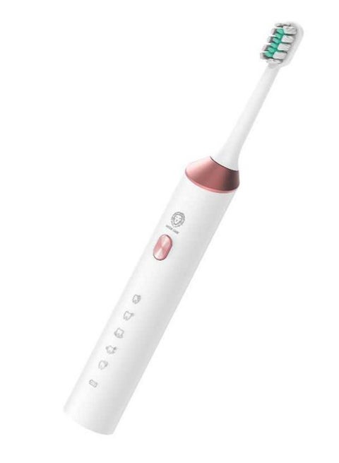 Electric Rechargeable Toothbrush with 5 Modes & 4 Brush Heads, Suitable for Sensitive & Color Teeth, Standard Whitening, Intelligent Timing, Slim Design, IPX7 Waterproof - White