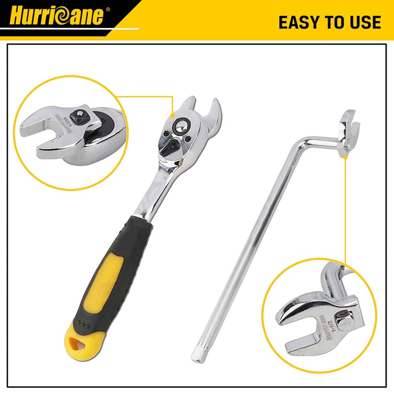 HURRICANE 1/2” Drive Crowfoot Wrench Set, 14 Piece Jumbo Crowfoot Flare Nut Wrench Tool Set, SAE Sizes from 1-1/16" to 2" with Storage Tray, With Fully Polished Chrome Finished - Image 4