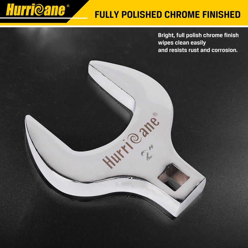 HURRICANE 1/2” Drive Crowfoot Wrench Set, 14 Piece Jumbo Crowfoot Flare Nut Wrench Tool Set, SAE Sizes from 1-1/16" to 2" with Storage Tray, With Fully Polished Chrome Finished - Image 5