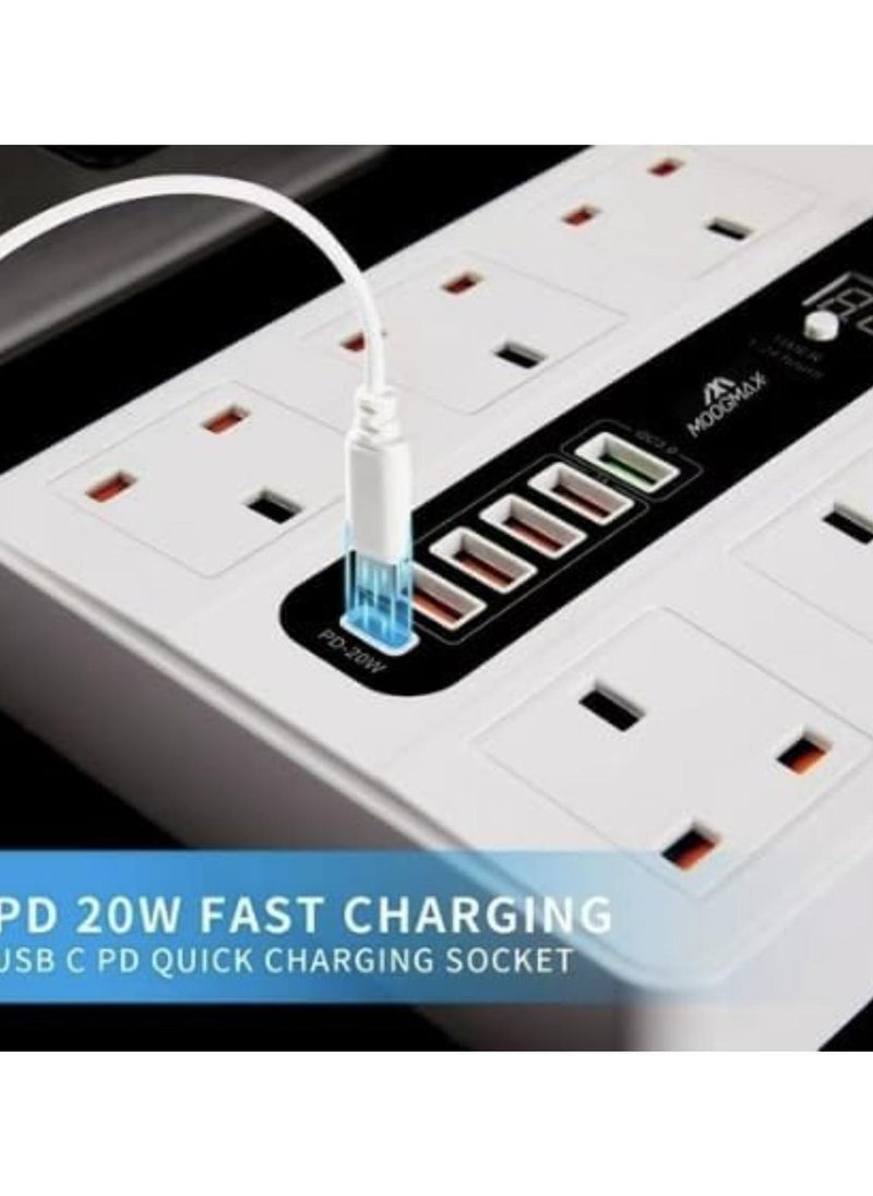 SOPANY Smart Power Hub with 6 Universal AC Outlets and USB Port with Type-C Charging and Timing Function for Overload Protection  - Image 3