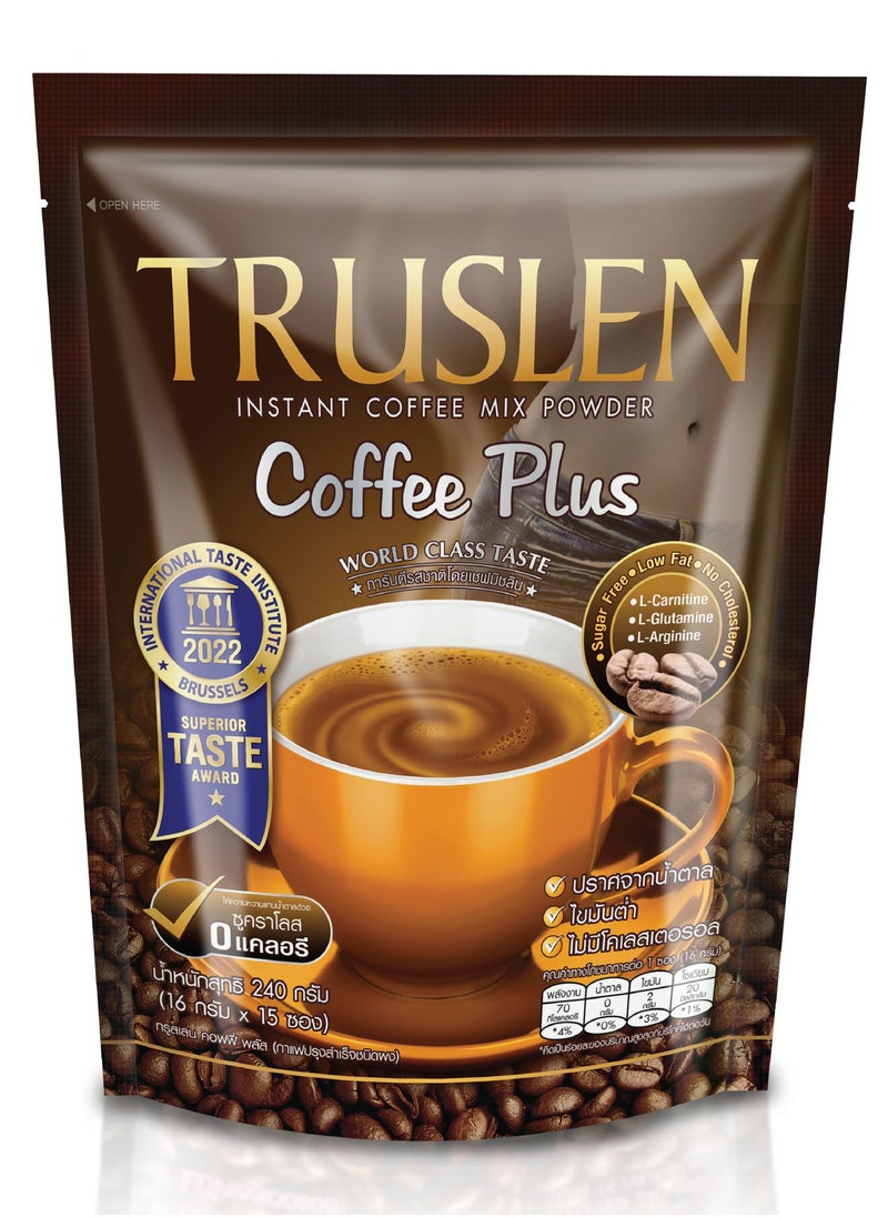 Truslen Truslen Coffee Plus – 240g (15 Sachets x 16g) | Slimming Coffee with L-Carnitine, L-Glutamine & 0 Sugar | Best Weight Loss Coffee Drink  - Image 1