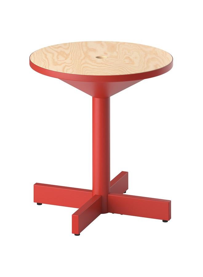 Zaboon Side Table, Pine Plywood/Bright Red - Image 1