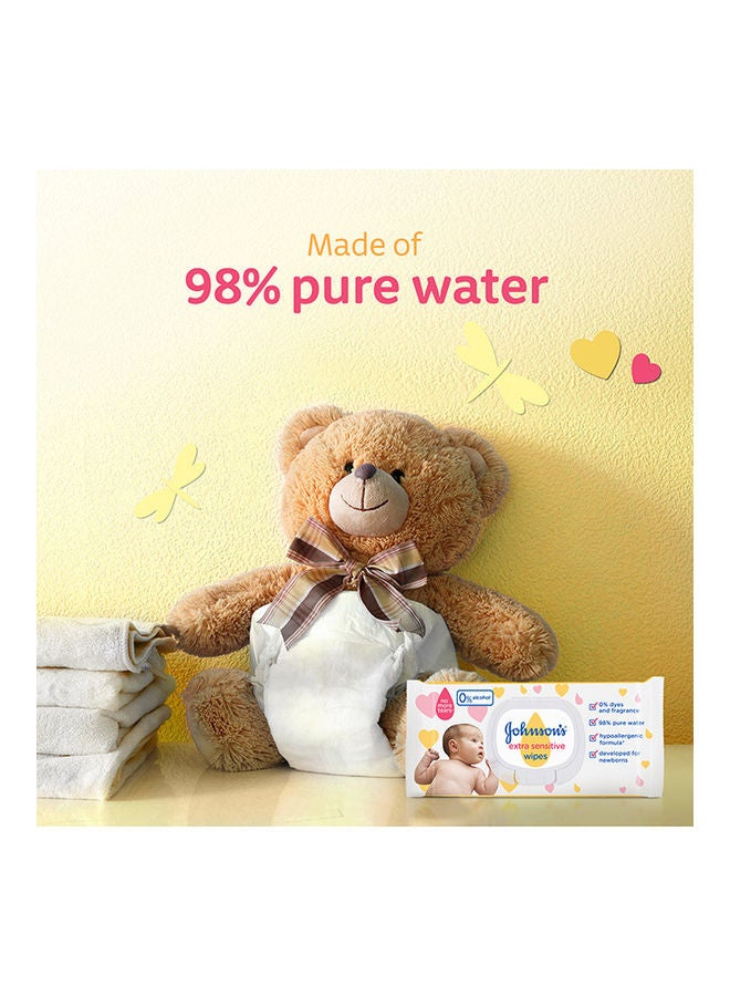 Johnson's Extra Sensitive Wipes – Super Saver Pack 8 + 4 Free, 12x56, 672 Wipes - Image 3