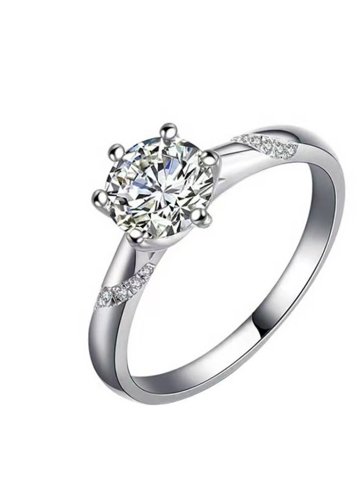 Akali Love Pledge 1 carat Moissanite Classic White Gold open wedding ring  - Image 1