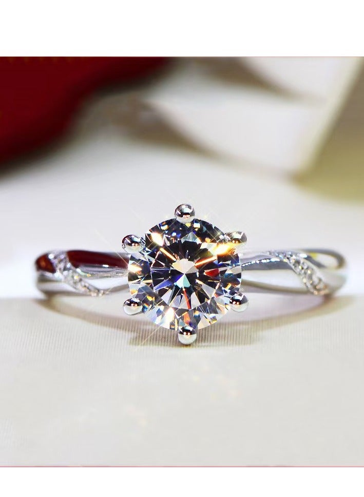Akali Love Pledge 1 carat Moissanite Classic White Gold open wedding ring  - Image 4