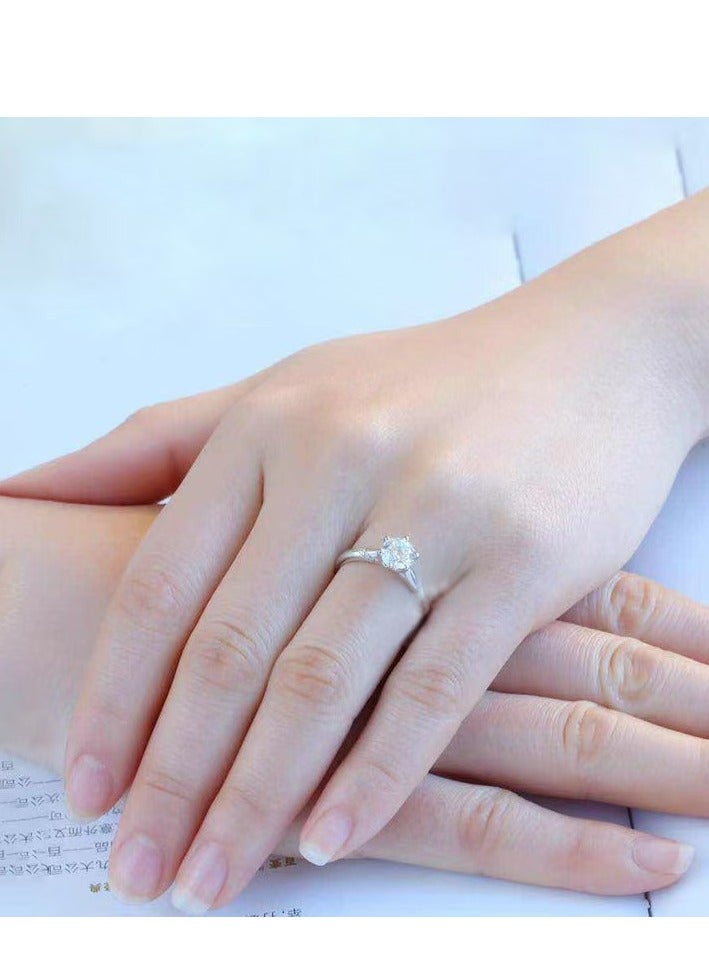 Akali Love Pledge 1 carat Moissanite Classic White Gold open wedding ring  - Image 5