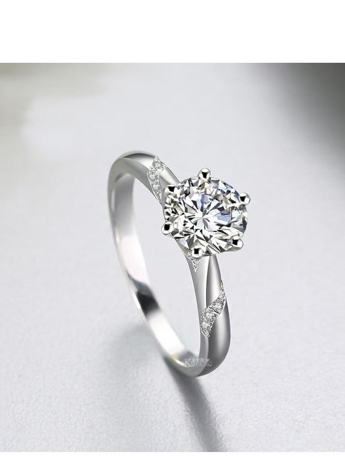 Akali Love Pledge 1 carat Moissanite Classic White Gold open wedding ring  - Image 2
