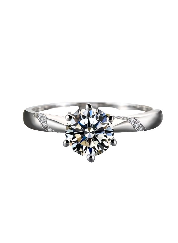 Akali Love Pledge 1 carat Moissanite Classic White Gold open wedding ring  - Image 3