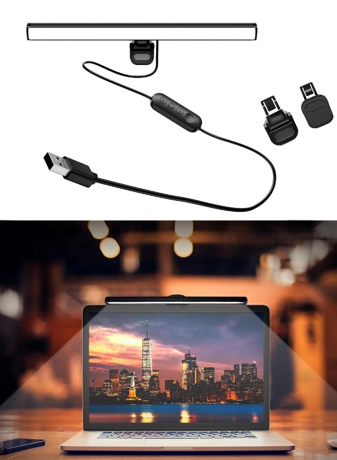 Professional Eye-Care Screen Light - 95Ra Color Accuracy, Adjustable Warm/Cool Lighting, 10 Brightness Levels for Comfortable Work/Gaming (300mm, USB Powered) - Image 1