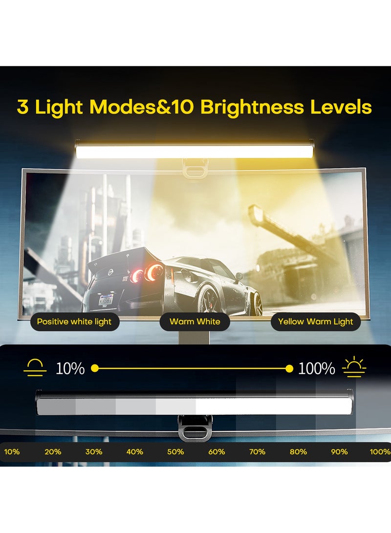 Professional Eye-Care Screen Light - 95Ra Color Accuracy, Adjustable Warm/Cool Lighting, 10 Brightness Levels for Comfortable Work/Gaming (300mm, USB Powered) - Image 4